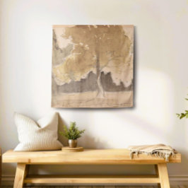 Vintage Landschaftsmalerei, neutrale Hütte Wandteppich