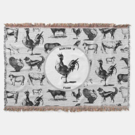 Vintage Landtiere Rustikale Collage Decke