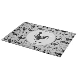 Vintage Landtiere Rustikale Collage Schneidebrett