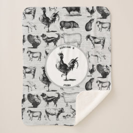 Vintage Landtiere Rustikale Collage Sherpadecke