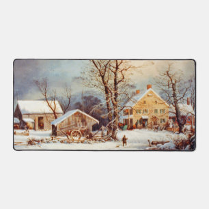 Vintage Landweihnachts-Szene Schreibtischunterlage