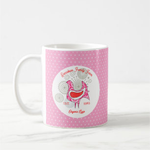 Vintage landwirtschaftliche Eier Rustikal Pink Hen Kaffeetasse