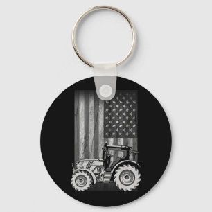 Vintage-Landwirtschaftstraktor Amerikanische Flagg Schlüsselanhänger