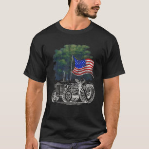 Vintage-Landwirtschaftstraktor Amerikanische Flagg T-Shirt