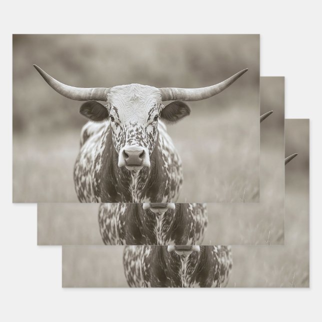 Vintage Langeweide Steer Cattle Decoupage Geschenkpapier Set (Set)