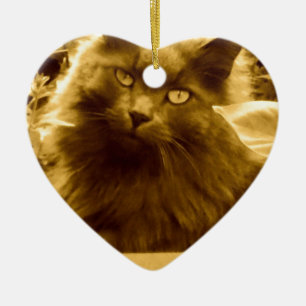 Vintage Langhaarige Russische Blaue Katze Keramikornament