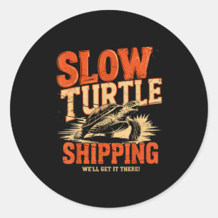 Vintage Langsame Schildkröte Shipng - Lustiger Lie Runder Aufkleber