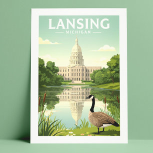 Vintage Lansing Michigan Postkarte
