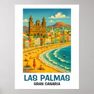 Vintage Las Palmas Gran Canaria Canteras Strand Poster