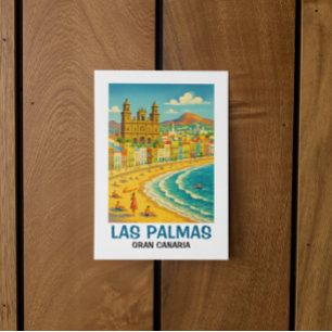 Vintage Las Palmas Gran Canaria Canteras Strand Postkarte