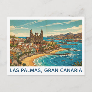 Vintage Las Palmas, Gran Canaria Panoramablick Postkarte