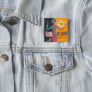 Vintage-Las-Vegas-Glücksspiel-Reiseposter-Kunst Button