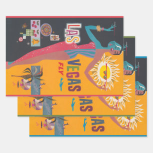 Vintage-Las-Vegas-Glücksspiel-Reiseposter-Kunst Geschenkpapier Set