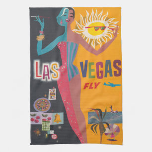 Vintage-Las-Vegas-Glücksspiel-Reiseposter-Kunst Geschirrtuch