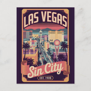 Vintage Las Vegas Nevada Retro-Reiseziel Feiertagspostkarte