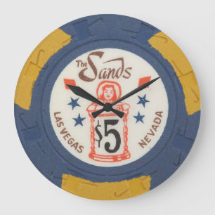 Vintage-Las-Vegas-Pokerchip-Moderne-Acryl-Uhr Große Wanduhr