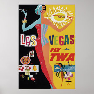 Vintage Las Vegas Reiseplakat Druck, Amerika Poster