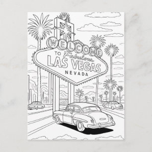 Vintage-Las-Vegas-Schild-Malvorlage Postkarte