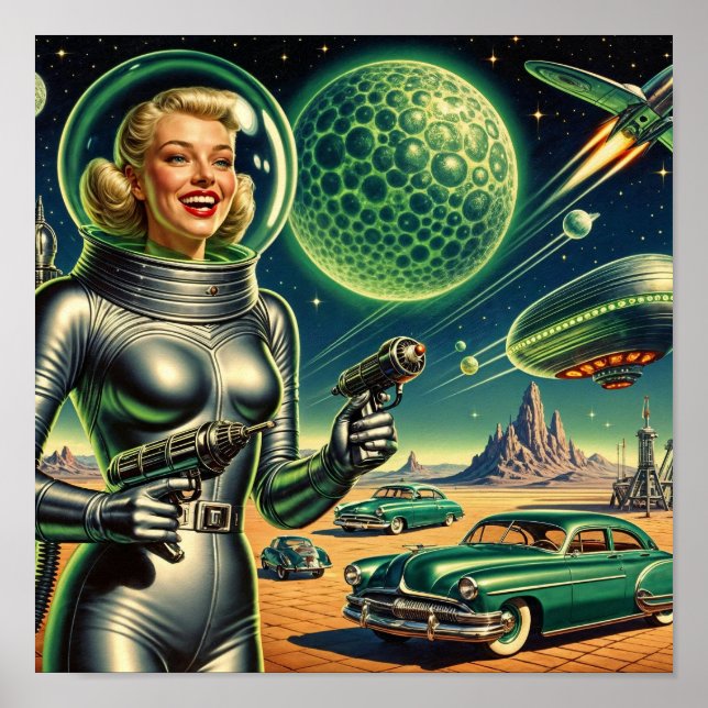 Vintage-Laserstrahl-Pin-Up Poster (Vorne)