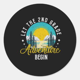 Vintage Lass das 2. Klasse Abenteuer zurück zur Sc Runder Aufkleber