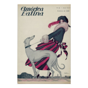 Vintage Lateinamerika Frau und Windhund Poster