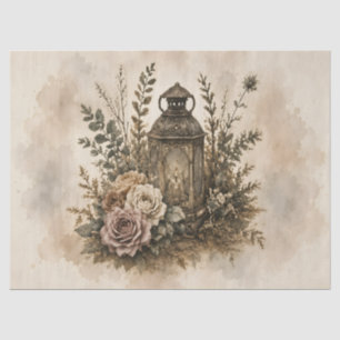 Vintage-Laterne, florale Decoupage, Boho-Western Seidenpapier