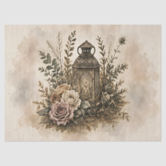Vintage-Laterne, florale Decoupage, Boho-Western Seidenpapier