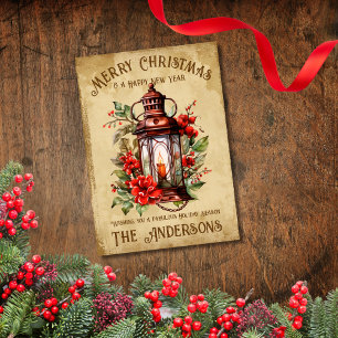 Vintage Laterne Frohe Weihnachten Ein gutes neues
