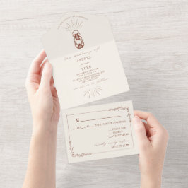 Vintage Laterne Rustikale Terrakotta auf dem Lande All In One Einladung