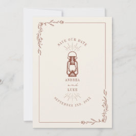 Vintage Laterne Terracotta Wedding Save The Date
