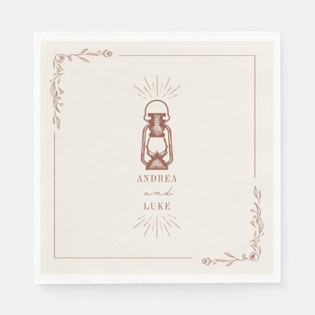 Vintage Laterne Terracotta Wedding Serviette (Vorderseite)