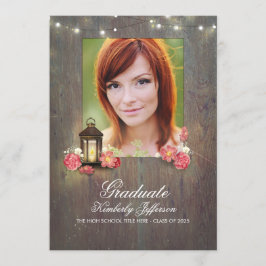 Vintage Laterne und rustikaler Foto Abschluss Einladung