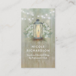 Vintage Laternen-Lichter und Gipskraut mit Blumen Visitenkarte