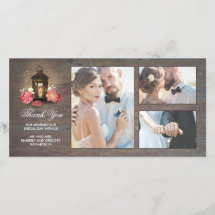 Vintage Laternen-rustikale hölzerne mit Dankeskarte