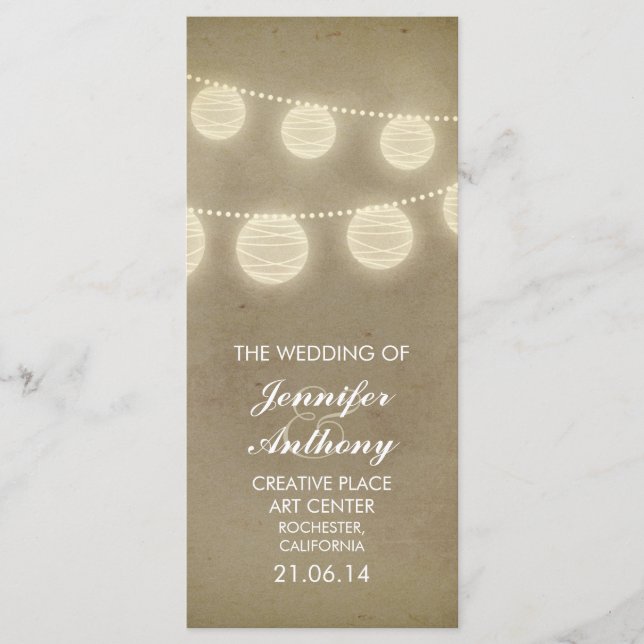 Vintage Laternen stilvolle Hochzeitsprogramme Programm (Vorderseite)