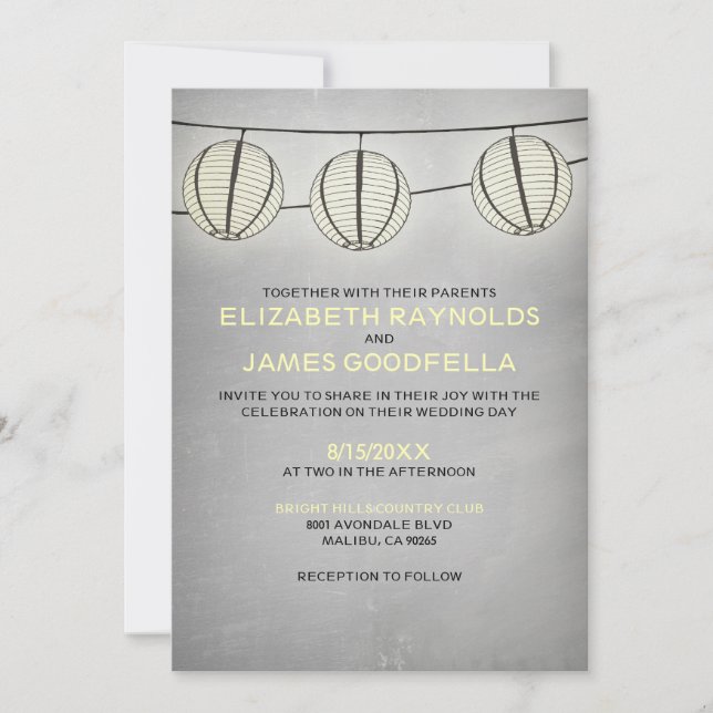 Vintage Laternenhochzeit Einladung (Vorderseite)