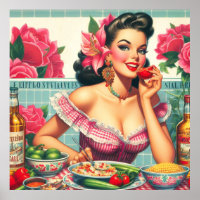 Vintage Latina Button-Up-Malerei