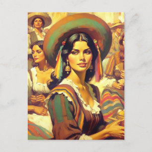 Vintage Latina-Frau Malerei Postkarte