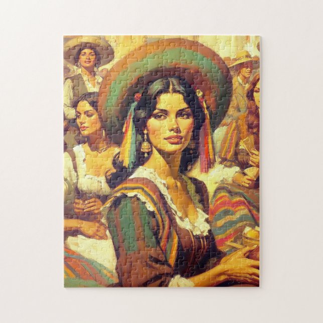 Vintage Latina Frauenmalerei Puzzle (Vertikal)
