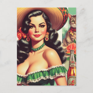 Vintage Latina Illustration Postkarte