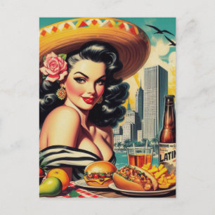 Vintage Latina-Malerei Postkarte