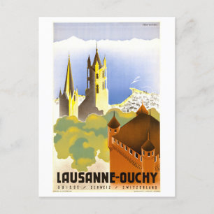 Vintage Lausanne-Ouchy, Schweiz, Reiseposter Postkarte