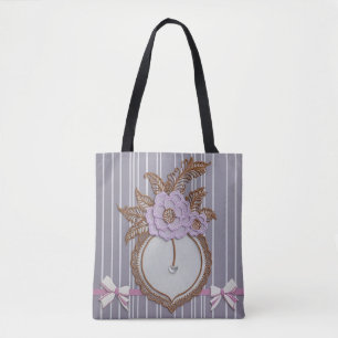 Vintage Lavendel-Blumen-Cameo und Pinstripe Coquet