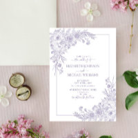 Vintage-Lavendel-Blumen-Linienkunst-Skript-Hochzei