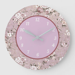 Vintage-Lavendel-Blumendesign  Große Wanduhr