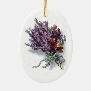 Vintage-Lavendel-Blumenstrauß-Ornament Keramikornament
