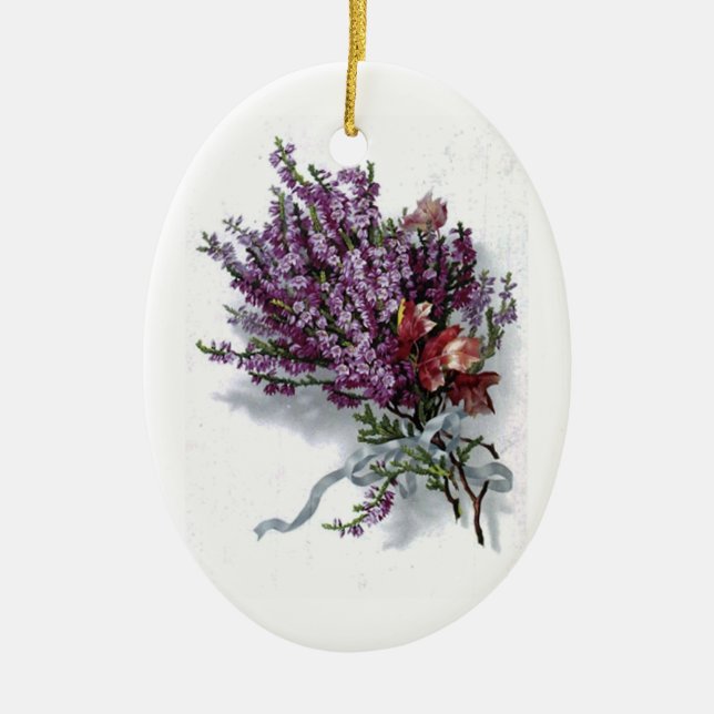 Vintage Lavendel-Blumenstrauß-Verzierung Keramikornament (Vorne)