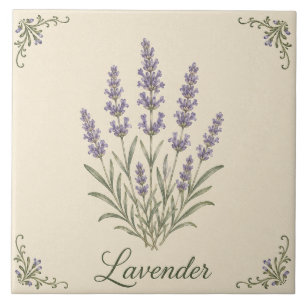 Vintage-Lavendel-Botanik-Cottage-Küchenkraut Fliese