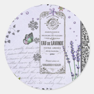 Vintage-Lavendel-Collage Runder Aufkleber