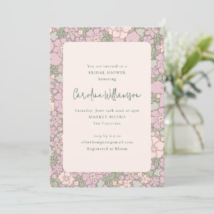 Vintage-Lavendel-Flieder-Grün-florales-Braut-Dusch Einladung